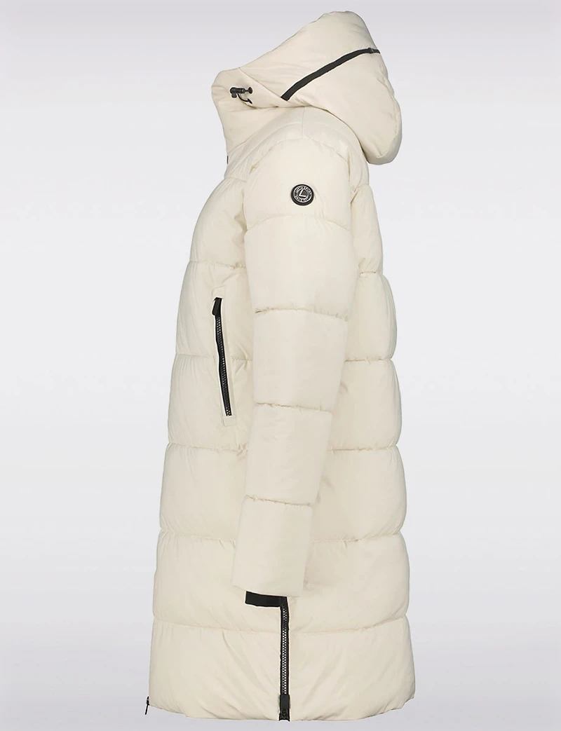 Mid-length Hooded Quilted Puffer Jacket with Side Zips and Pockets by Luhta