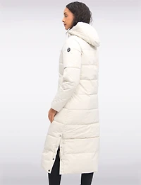 Long Quilted Straight Cut Hooded Puffer Jacket by Luhta
