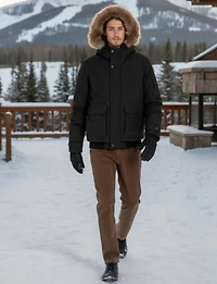 Versatile Weatherproof Hooded Bomber Jacket With Eco-Down by Point Zero