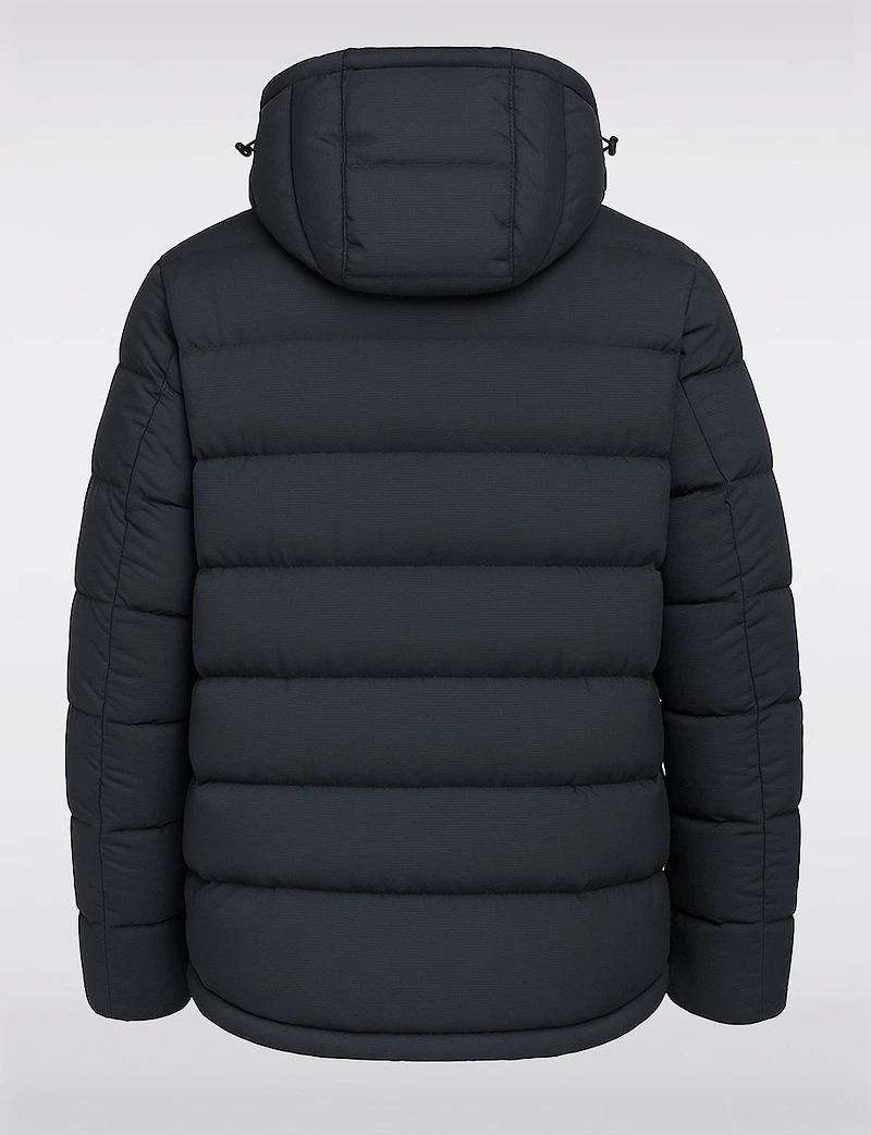 Sleek Eco-Down Puffer Jacket with Padded Hood & Backpack Straps by Point Zero