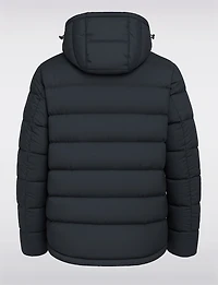 Sleek Eco-Down Puffer Jacket with Padded Hood & Backpack Straps by Point Zero