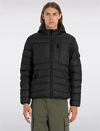 Lightweight Packable Hooded Puffer Jacket with Travel Neck Pillow by Point Zero