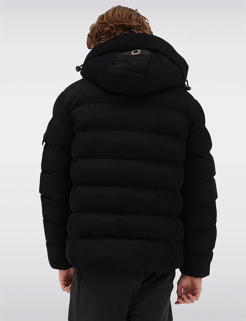 Vegan Corduroy Puffer Jacket with Removable Hood & Plush Lining by Point Zero