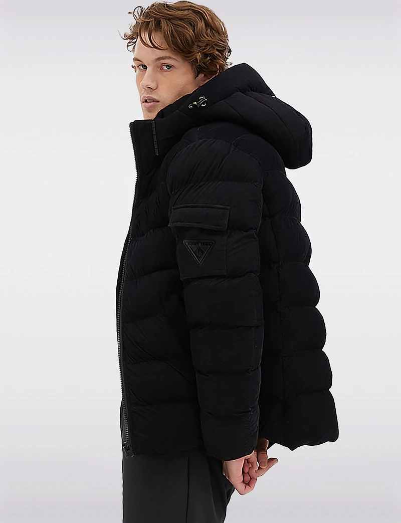 Vegan Corduroy Puffer Jacket with Removable Hood & Plush Lining by Point Zero