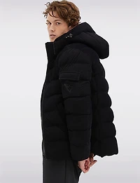 Vegan Corduroy Puffer Jacket with Removable Hood & Plush Lining by Point Zero