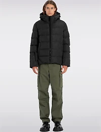 Vegan Hooded Wide Quilted Puffer Jacket with Touchless Tech Pocket by Point Zero