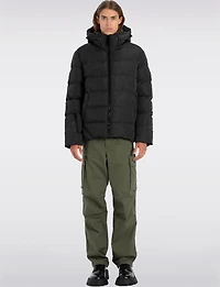 Vegan Hooded Wide Quilted Puffer Jacket with Touchless Tech Pocket by Point Zero