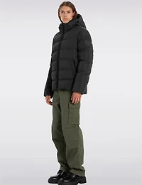 Vegan Hooded Wide Quilted Puffer Jacket with Touchless Tech Pocket by Point Zero