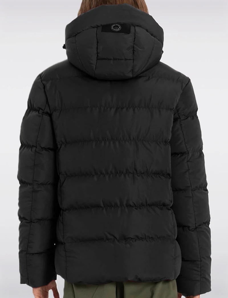 Vegan Hooded Wide Quilted Puffer Jacket with Touchless Tech Pocket by Point Zero