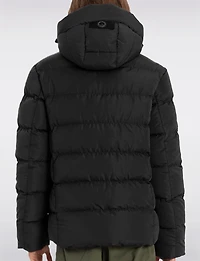 Vegan Hooded Wide Quilted Puffer Jacket with Touchless Tech Pocket by Point Zero