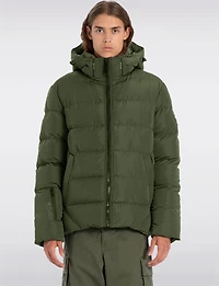 Vegan Hooded Wide Quilted Puffer Jacket with Touchless Tech Pocket by Point Zero