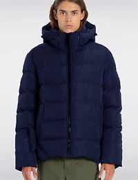 Vegan Hooded Wide Quilted Puffer Jacket with Touchless Tech Pocket by Point Zero