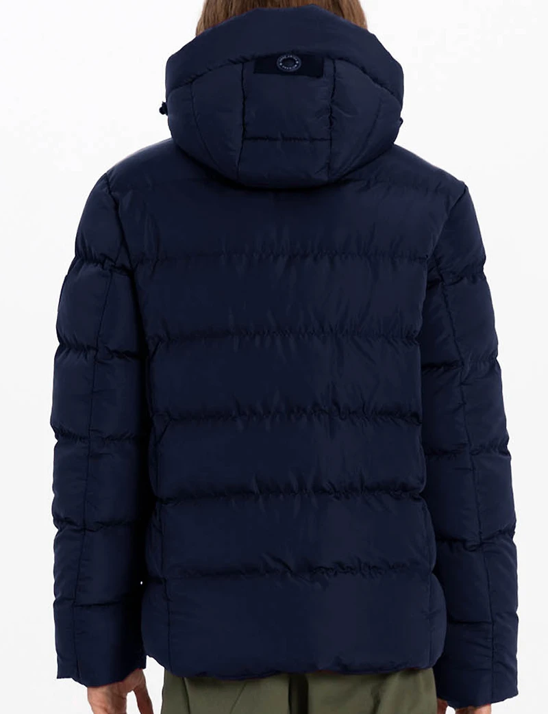 Vegan Hooded Wide Quilted Puffer Jacket with Touchless Tech Pocket by Point Zero