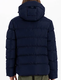 Vegan Hooded Wide Quilted Puffer Jacket with Touchless Tech Pocket by Point Zero