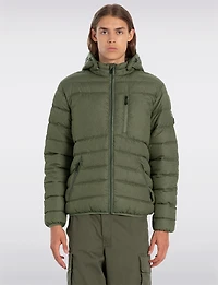 Lightweight Packable Hooded Puffer Jacket with Travel Neck Pillow by Point Zero