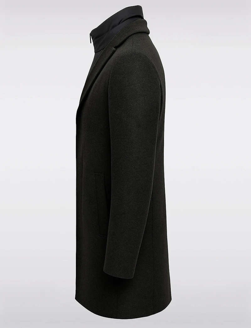 Vegan Melton Jacket with Detachable Bib & Inverted Notch Collar by Point Zero
