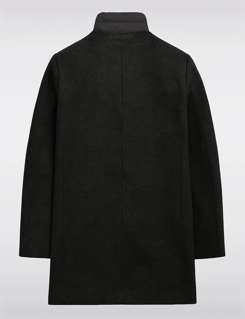 Vegan Melton Jacket with Detachable Bib & Inverted Notch Collar by Point Zero