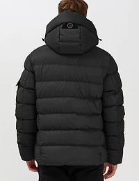 Sleek Eco-Down Puffer Jacket with Padded Hood & Backpack Straps by Point Zero