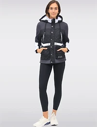 Vegan Hooded Quilted Knit Jacket with Fleece Lining & Chest Pockets by Oxygen