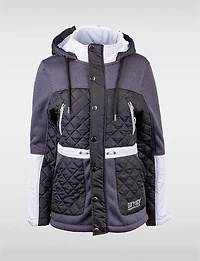 Vegan Hooded Quilted Knit Jacket with Fleece Lining & Chest Pockets by Oxygen