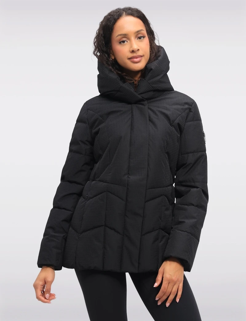 Vegan Textured Polyfill Hooded Jacket by Oxygen