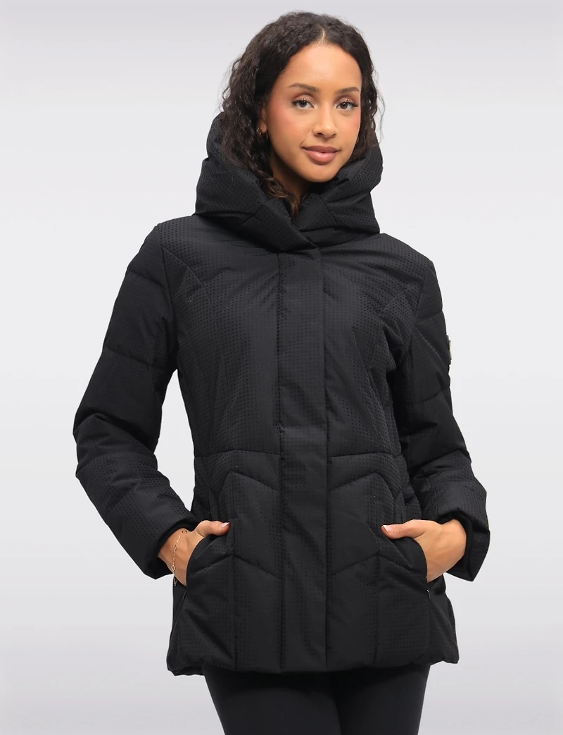 Vegan Textured Polyfill Hooded Jacket by Oxygen