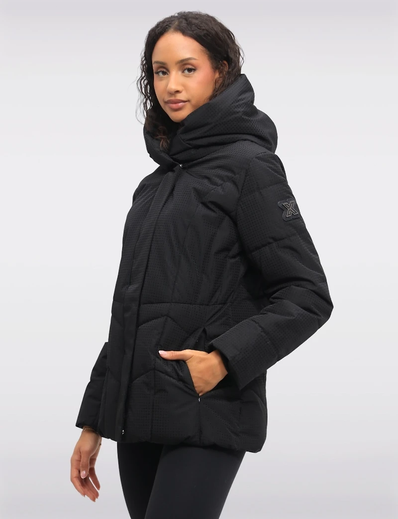 Vegan Textured Polyfill Hooded Jacket by Oxygen