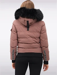 Vegan Bomber Jacket with Detachable Faux Fur Hood by Oxygen