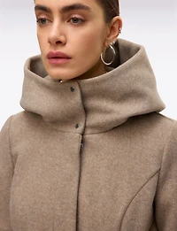 Elegant Slim Fit Mid-thigh Belted High Collar Hooded Trench Coat by Vero Moda