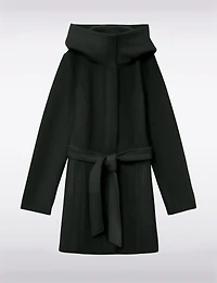 Elegant Slim Fit Mid-thigh Belted High Collar Hooded Trench Coat by Vero Moda