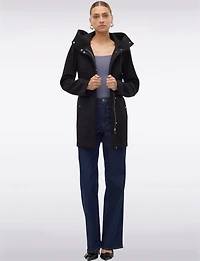 Elegant Slim Fit Mid-thigh Belted High Collar Hooded Trench Coat by Vero Moda