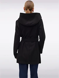 Elegant Slim Fit Mid-thigh Belted High Collar Hooded Trench Coat by Vero Moda