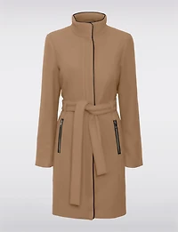 Elegant Zip-Front Recycled Wool-Blend Belted Trench Coat by Vero Moda
