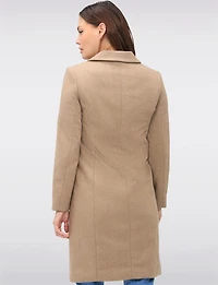 Recycled Knee Length Wool-Blend Single-Breasted Herringbone Overcoat by VeroModa