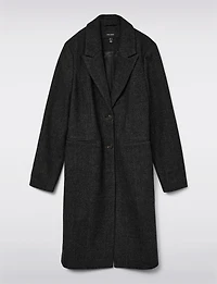 Straight Knee Length Wool-Blend Single-Breasted Herringbone Coat by Vero Moda