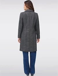 Straight Knee Length Wool-Blend Single-Breasted Herringbone Coat by Vero Moda