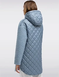 Wool-blend Boucle Texture and Puffer Zip-up Straight Cut Jacket by Geox Respira