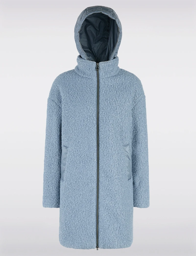 Wool-blend Boucle Texture and Puffer Zip-up Straight Cut Jacket by Geox Respira