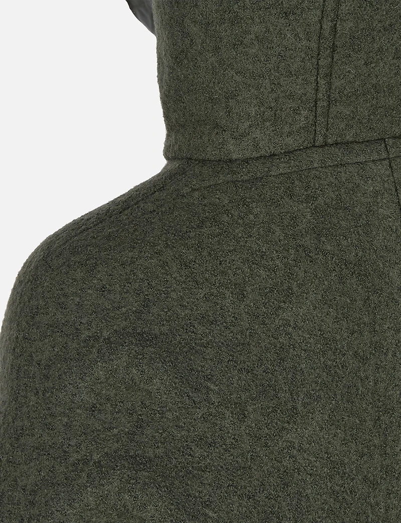 Hybrid Wool Blend Boucle Hooded Coat with Puffer Lining and Trim by Geox Respira