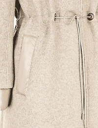 Hybrid Wool Blend Boucle Hooded Coat with Puffer Lining and Trim by Geox Respira