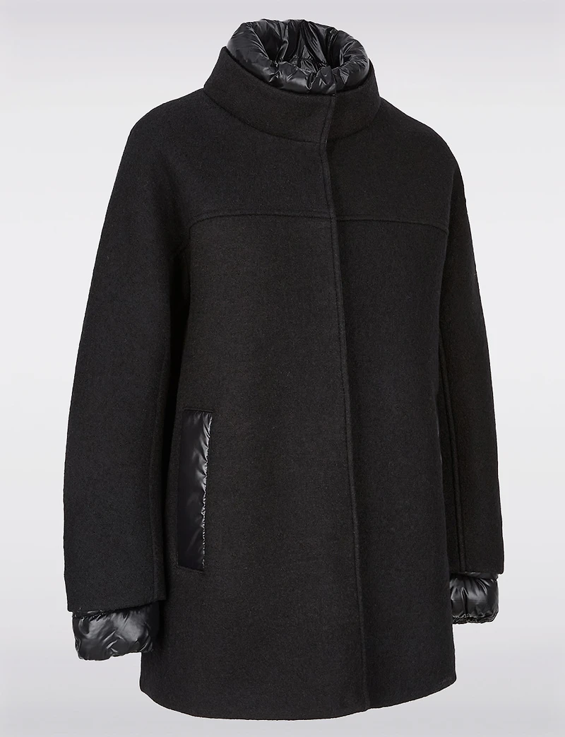 Chic Boucle Snap Closure Coat with Soft Puffer Lining and Trim by Geox Respira