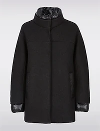 Chic Boucle Snap Closure Coat with Soft Puffer Lining and Trim by Geox Respira