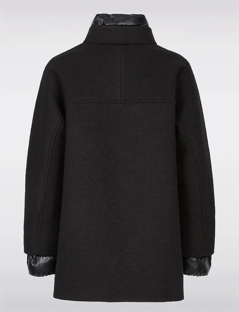 Chic Boucle Snap Closure Coat with Soft Puffer Lining and Trim by Geox Respira