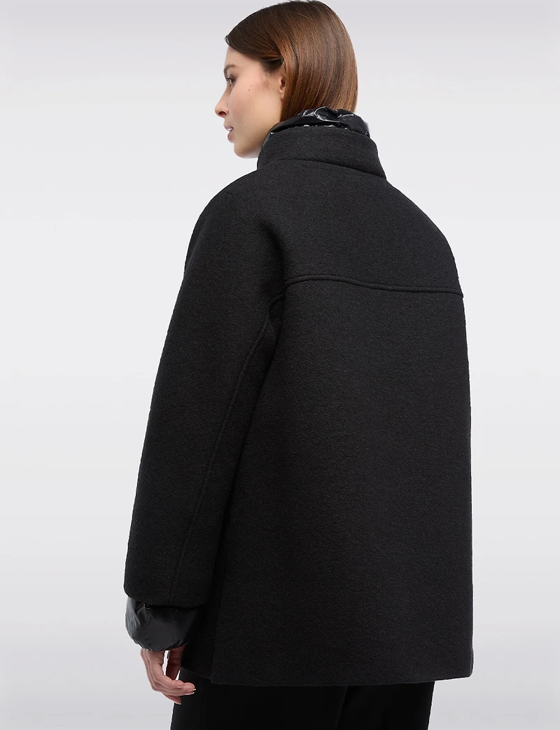 Chic Boucle Snap Closure Coat with Soft Puffer Lining and Trim by Geox Respira