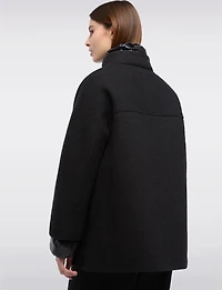 Chic Boucle Snap Closure Coat with Soft Puffer Lining and Trim by Geox Respira