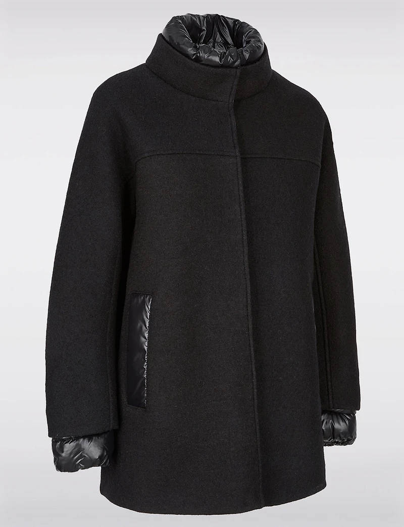 Chic Boucle Snap Closure Coat with Soft Puffer Lining and Trim by Geox Respira