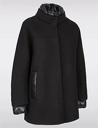 Chic Boucle Snap Closure Coat with Soft Puffer Lining and Trim by Geox Respira