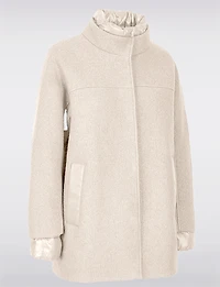 Chic Boucle Snap Closure Coat with Soft Puffer Lining and Trim by Geox Respira