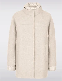 Chic Boucle Snap Closure Coat with Soft Puffer Lining and Trim by Geox Respira