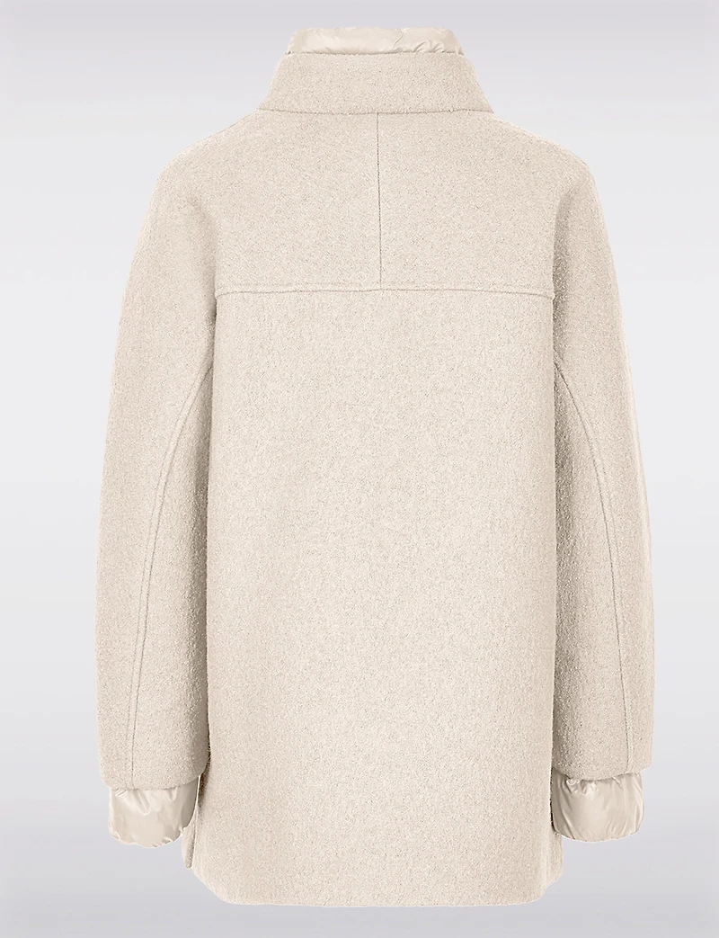 Chic Boucle Snap Closure Coat with Soft Puffer Lining and Trim by Geox Respira